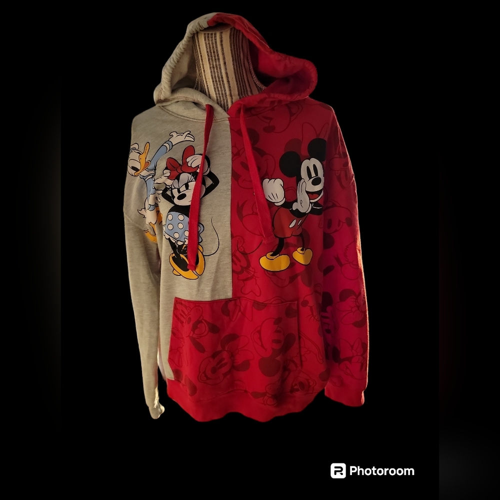 Grey and Red mickey mouse and friends hoodie